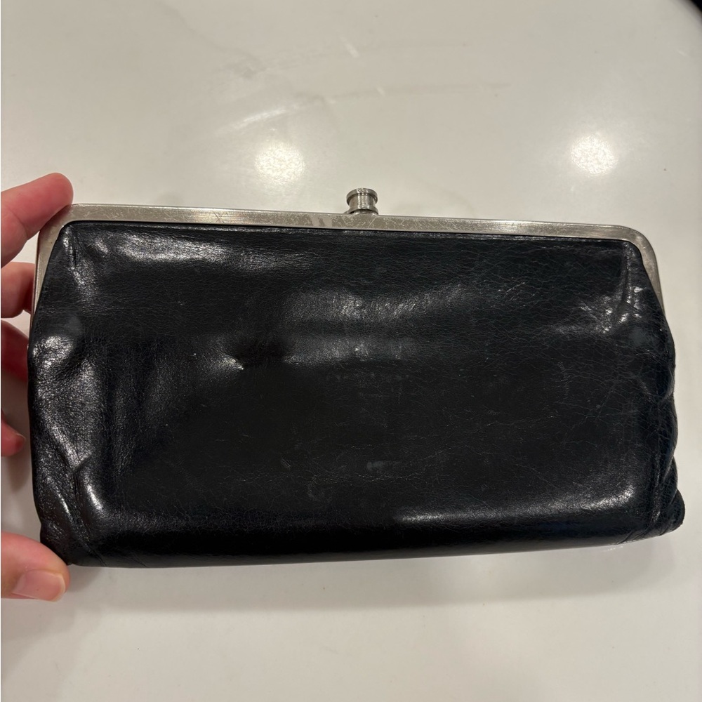 HOBO Black Leather Clutch- Lauren